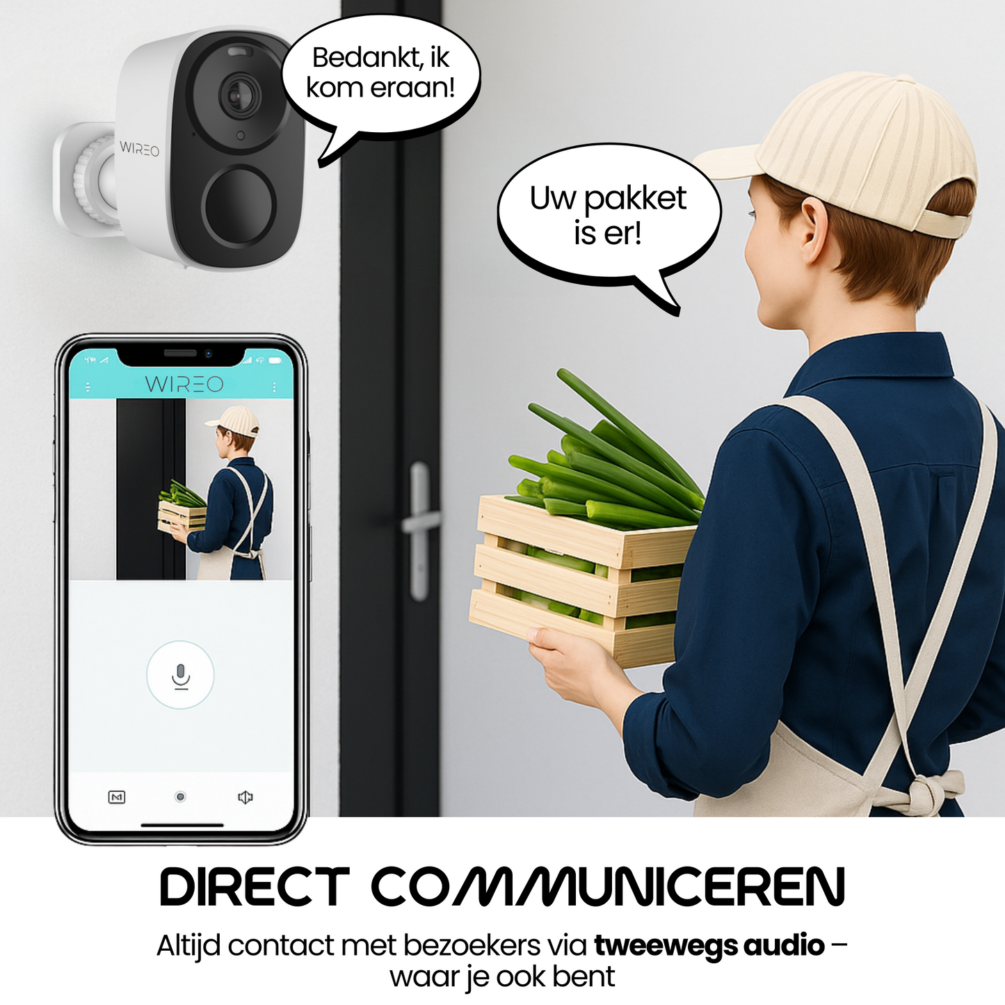 WiREO SecureView™ Rechargeable Outdoor IP Camera - Wireless Security Camera - Motion Tracking - Built-in Mic & Speaker - SD Card & Cloud Storage possible - Night Vision - 5000mAh built-in battery