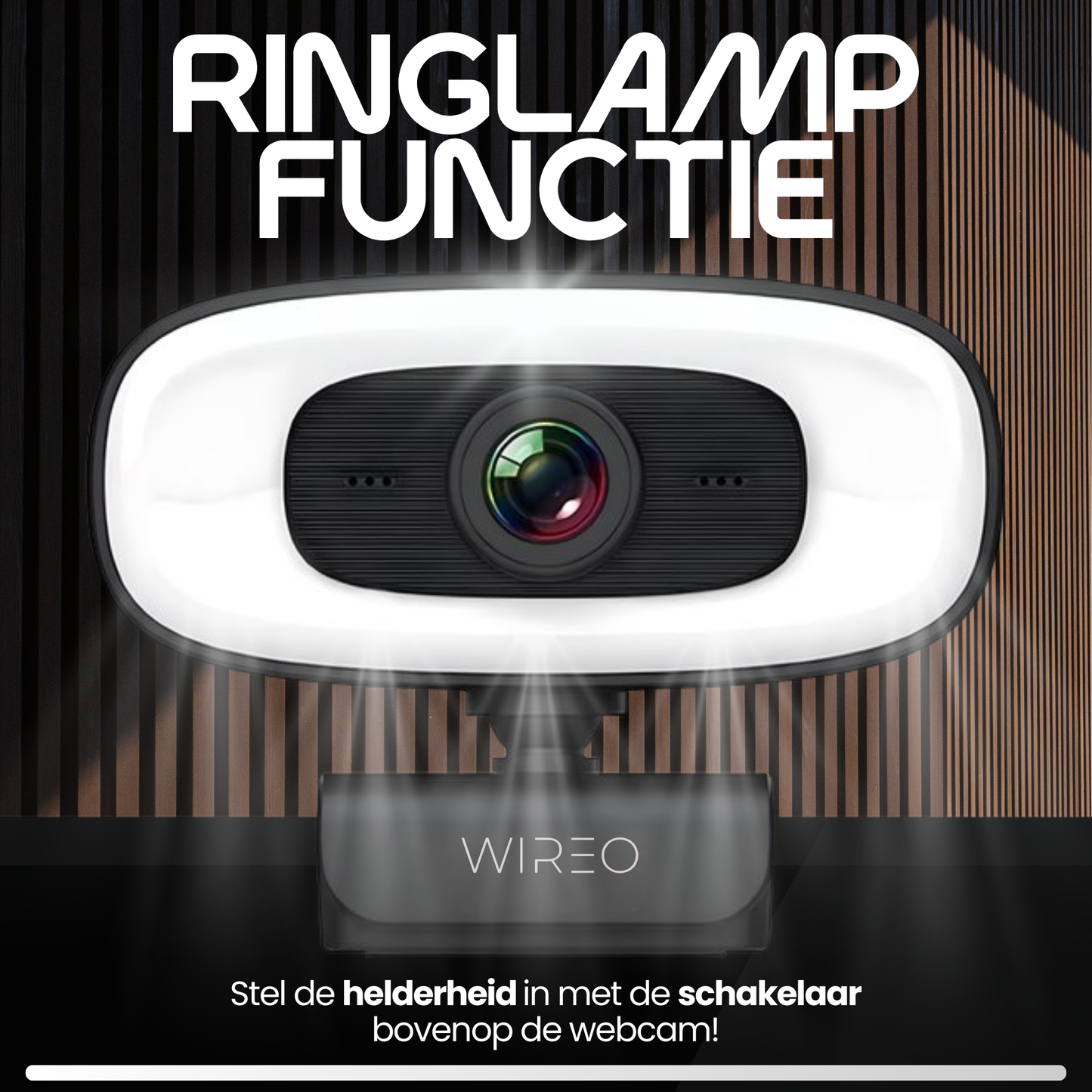 Webcam WiREO Vision Pro™ con luce anulare - 4K Full HD - Plug & Play - Microfono integrato