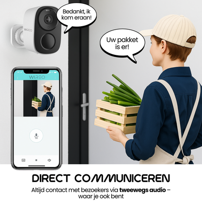 Caméra IP extérieure rechargeable WiREO SecureView™ - Caméra de sécurité sans fil - Suivi de mouvement - Micro et haut-parleur intégrés - Carte SD et stockage cloud possibles - Vision nocturne - Batterie intégrée 5000mAh