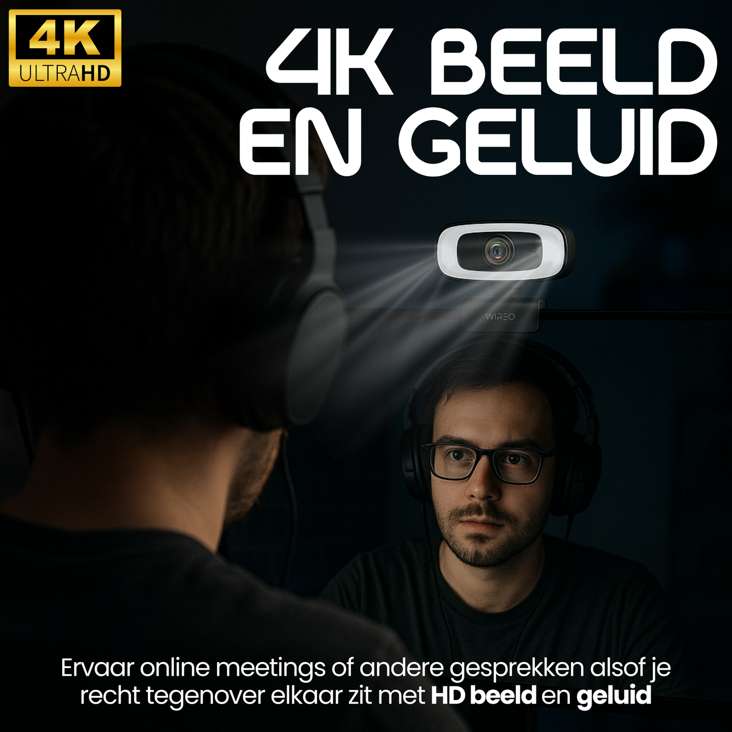Webcam WiREO Vision Pro™ con luce anulare - 4K Full HD - Plug & Play - Microfono integrato